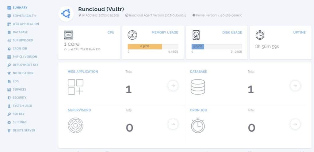 RunCloud Dashboard