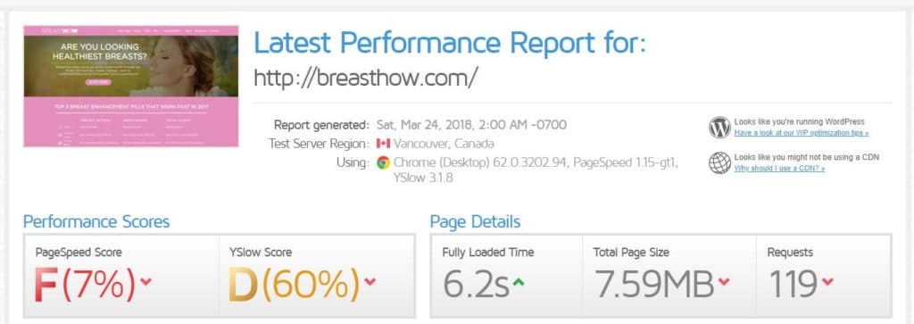 gtmetrix old breasthow results