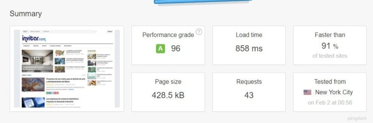 new pingdom speed results